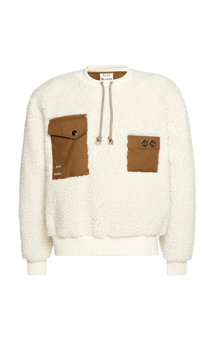 Acne Studios Fabion Poplin-paneled Faux Shearling Sweatshirt