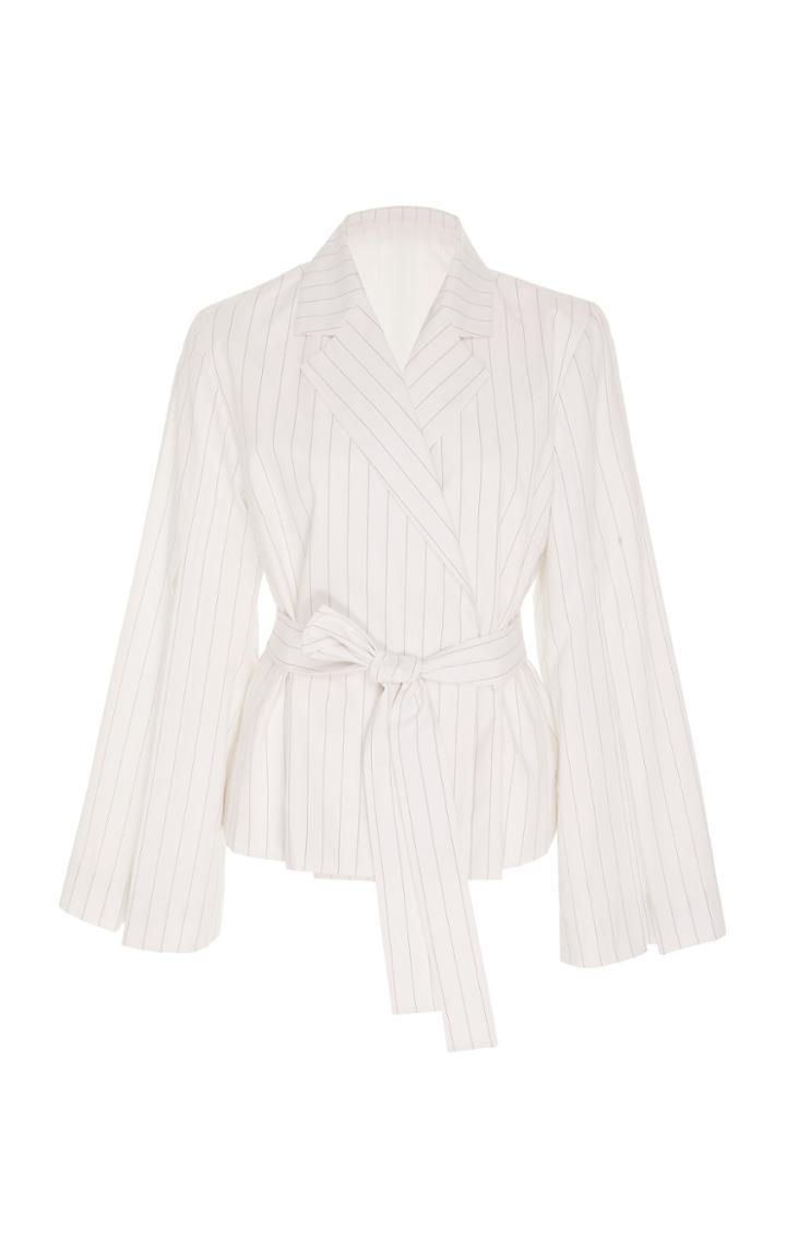Bouguessa Striped Cotton Belted Jacket