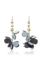 Marni Leather Flowers And Strass Earrings