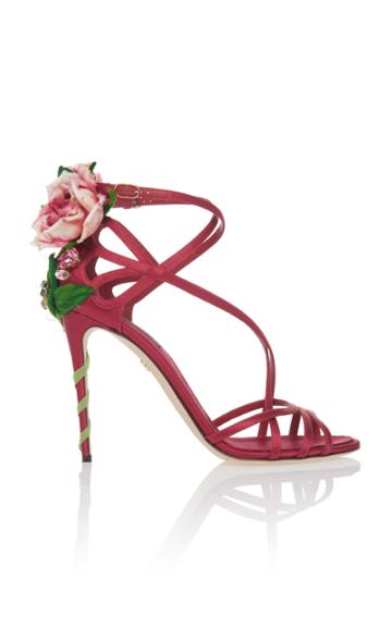 Dolce & Gabbana Floral-appliqud Satin Sandals