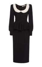 Moda Operandi Alessandra Rich Silk Dress With Peplum And Embroidered Collar