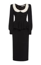 Moda Operandi Alessandra Rich Silk Dress With Peplum And Embroidered Collar