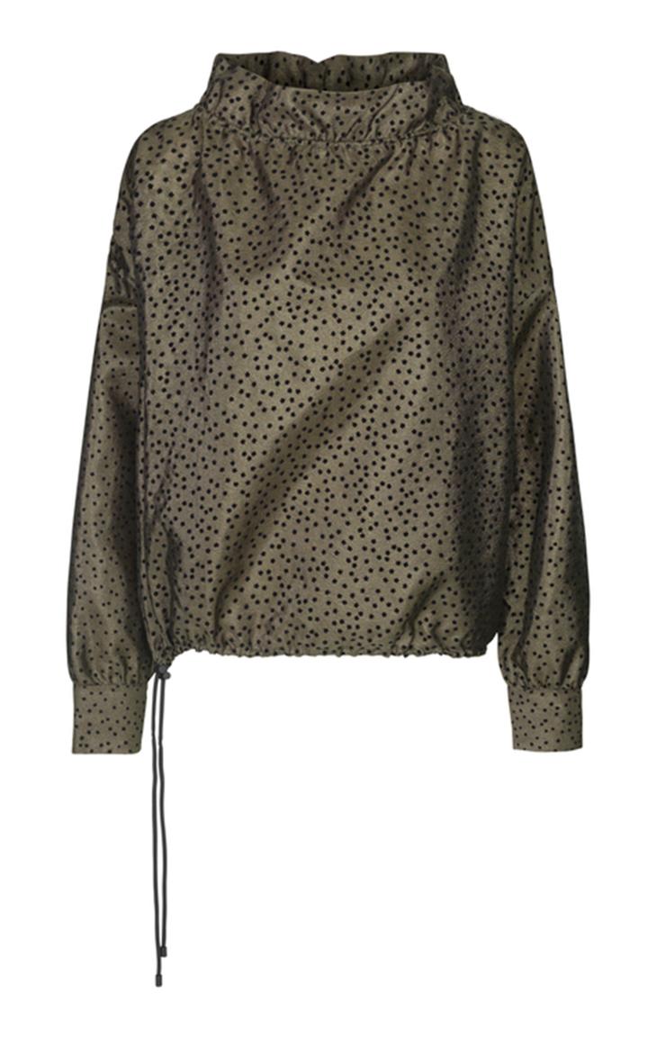 Moda Operandi Stine Goya Philipa Drawstring Polka-dot Flocked Top