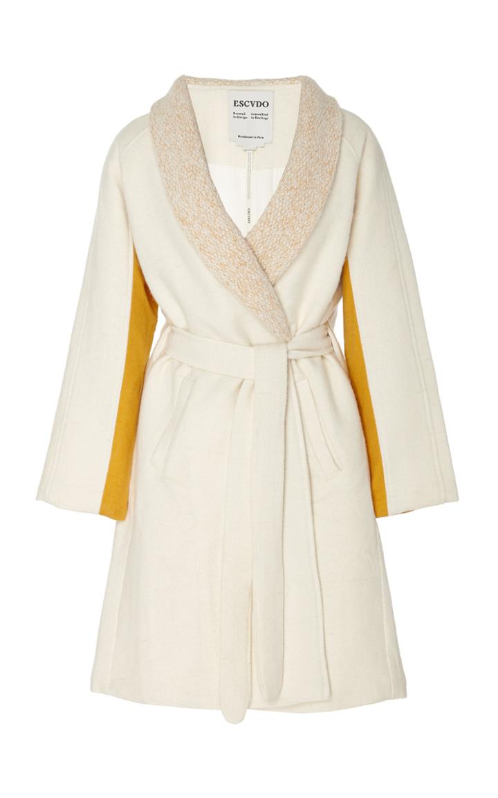 Escvdo Morena Alpaca Handwoven Coat With Hand Knit Neckline