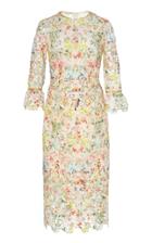 Monique Lhuillier 3/4 Sleeve Midi Dress