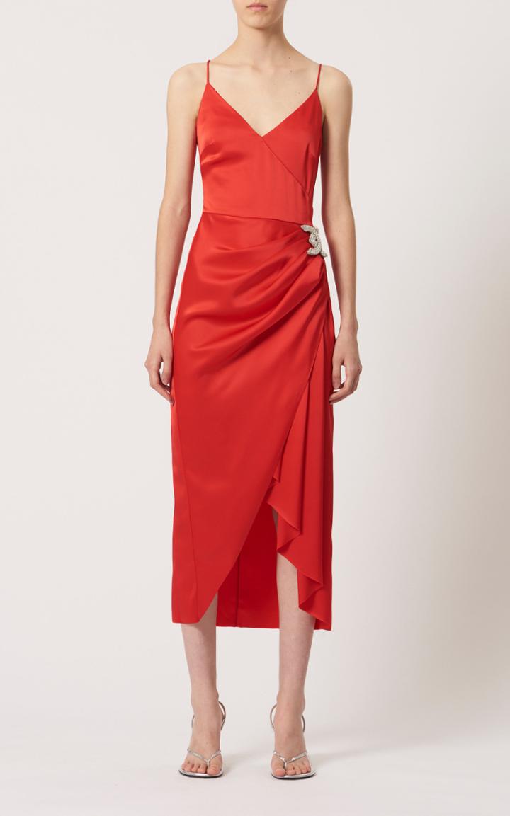 Moda Operandi David Koma Draped Satin Midi Dress