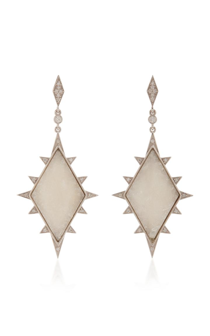 M.spalten 18k White Gold, Quartz And Diamond Earrings