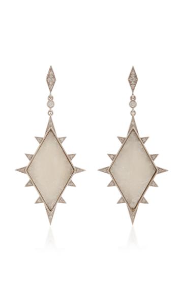 M.spalten 18k White Gold, Quartz And Diamond Earrings