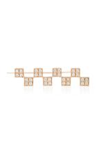 Established Long Checker 18k Rose Gold Diamond Single Earring
