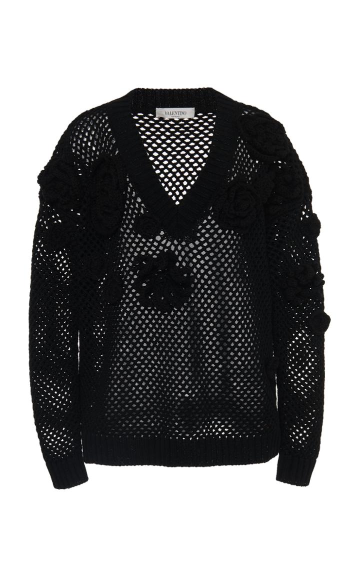 Moda Operandi Valentino Floral Cotton Open-knit Sweater