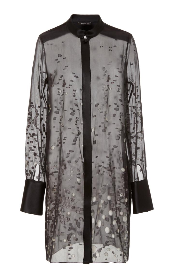Mi Jong Lee Mandarin Collared Silk-blend Long Shirt