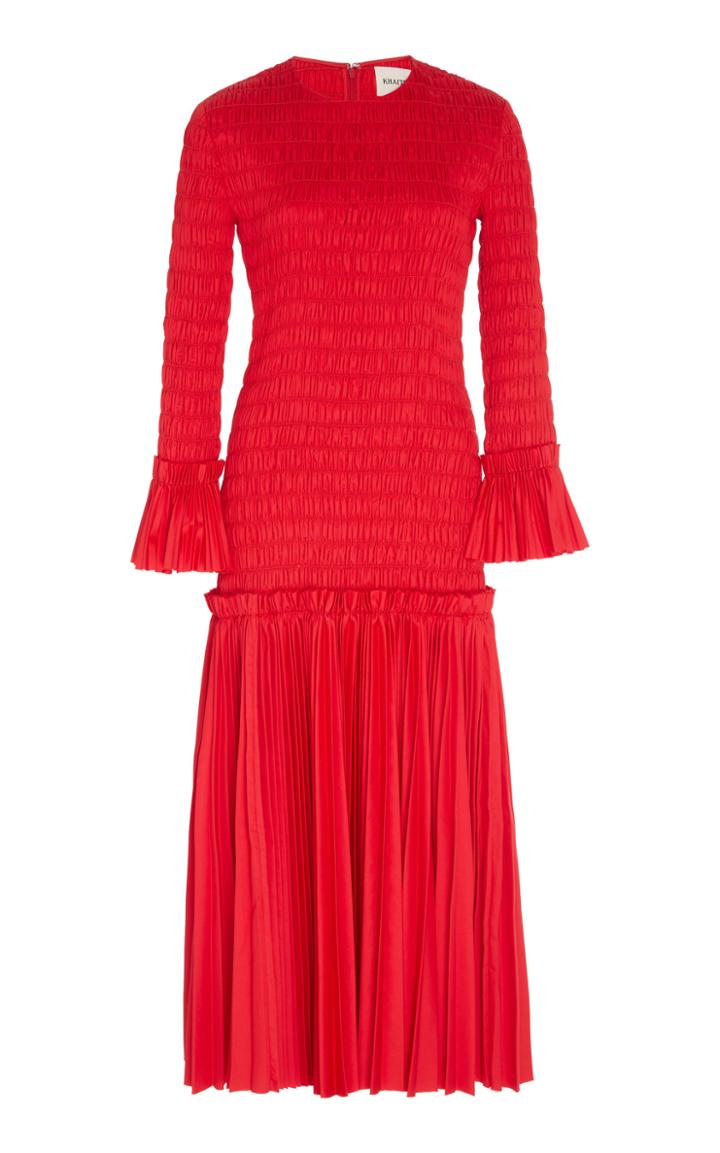 Khaite Mariella Ruffle-sleeve Cotton Dress