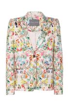 Monique Lhuillier Paradise Printed Jacquard Fitted Blazer