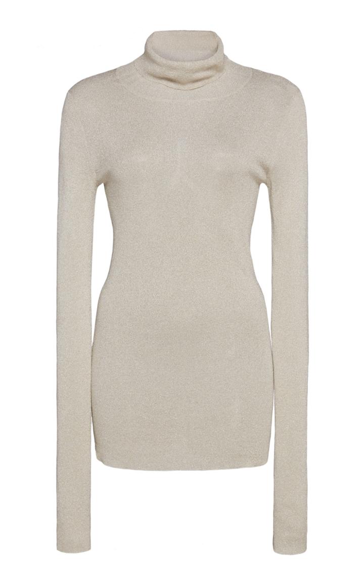 Brunello Cucinelli Metallic Knit Mock Neck Sweater