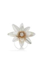 Rodarte Silver Lotus Flower Arm Cuff With Swarovski Crystal Detail
