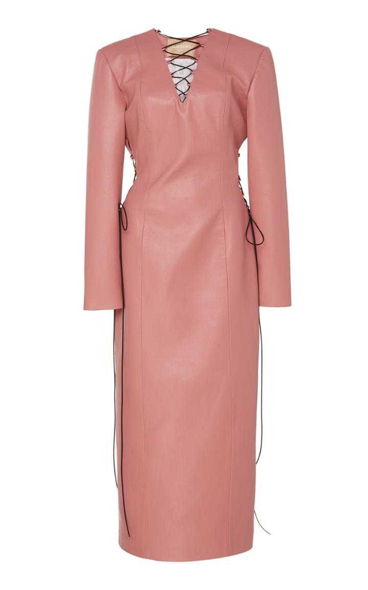 Matriel Faux Leather Lace Up Dress