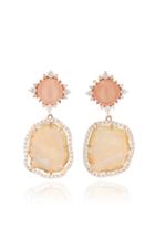 Kathryn Elyse 14k Rose Gold Moonstone, Geode And Diamond Earrings