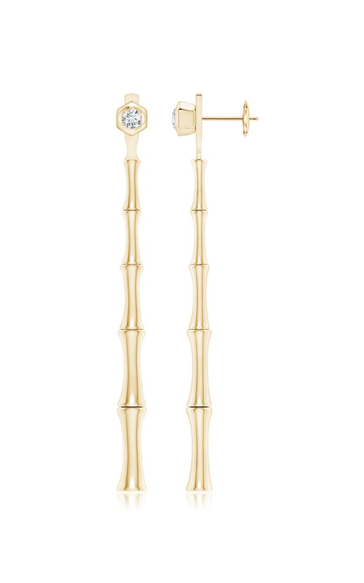 Natori Indochine 14k Gold And Diamond Bamboo Drop Earrings