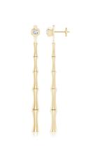 Natori Indochine 14k Gold And Diamond Bamboo Drop Earrings