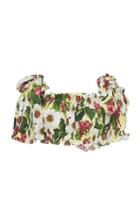Dolce & Gabbana Ruffled Floral-print Cotton Crop Top