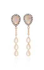 Misahara Calming Yin 18k Rose Gold Diamond And Moonstone Earrings