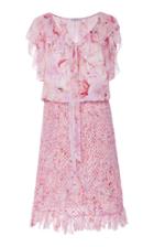 Isolda Michelle Macrame Ruffle Blouson Dress