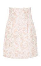 Monique Lhuillier Floral Jacquard High Waisted Skirt