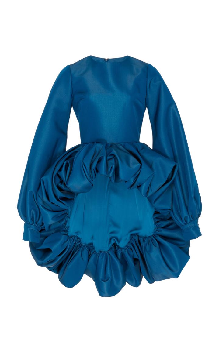 Christian Siriano Silk Satin Peplum Blouse