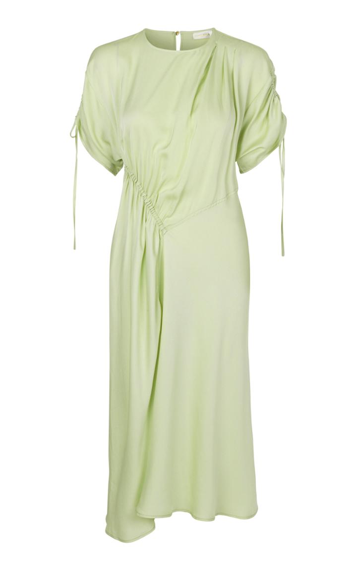 Moda Operandi Stine Goya Davina Ruched Satin Midi Dress