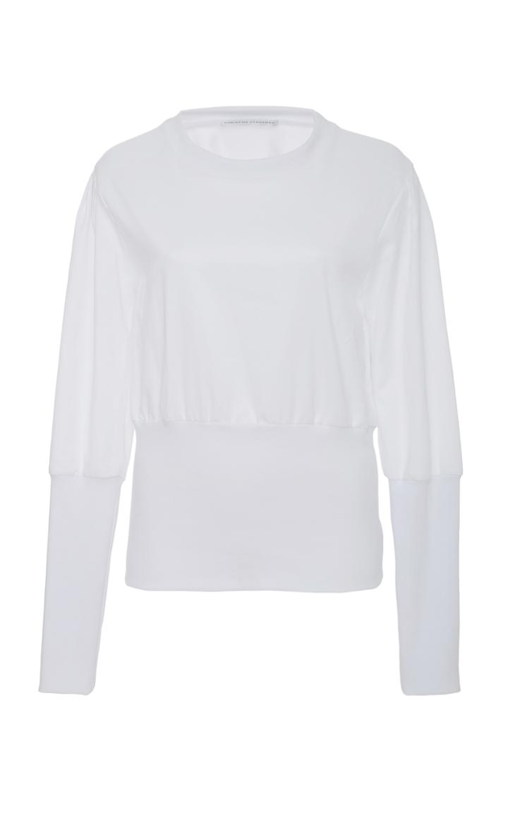 Christina Economou Gathered Long Sleeve Rib Top