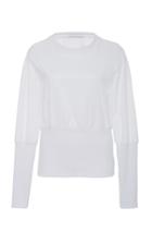 Christina Economou Gathered Long Sleeve Rib Top