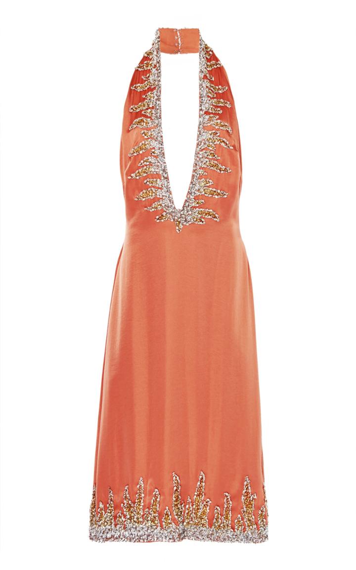 Moda Operandi Sandra Mansour Feu Luisant Crystal-embellished Halter Dress Size: 36