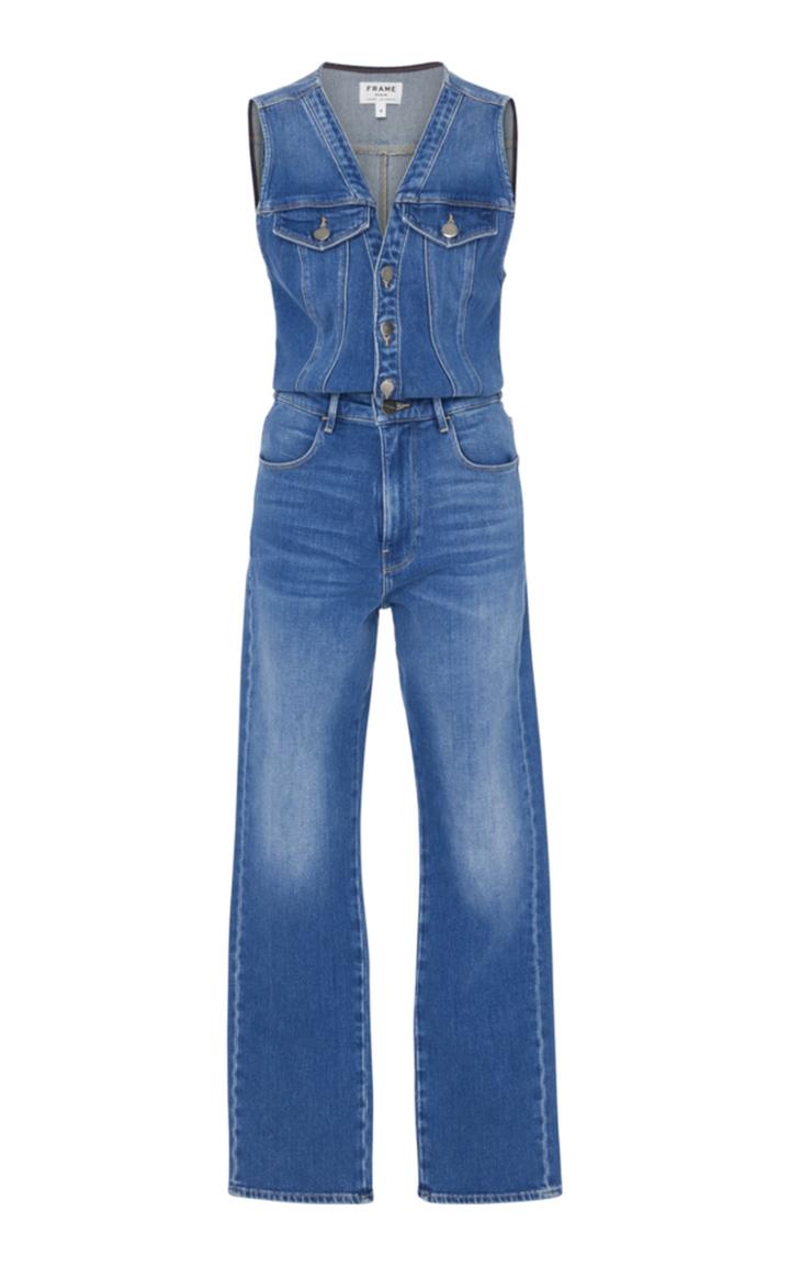 Frame Denim Le Slender Cropped Denim Jumpsuit