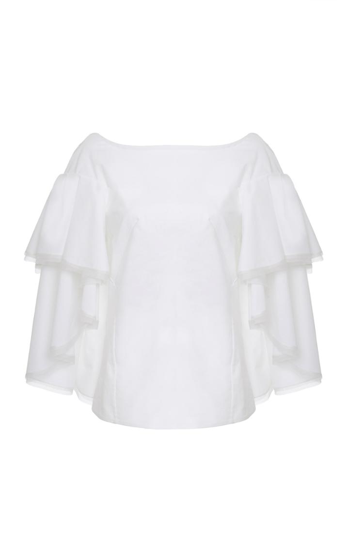 Zac Posen Cotton Poplin Ruffle Top