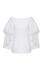 Zac Posen Cotton Poplin Ruffle Top