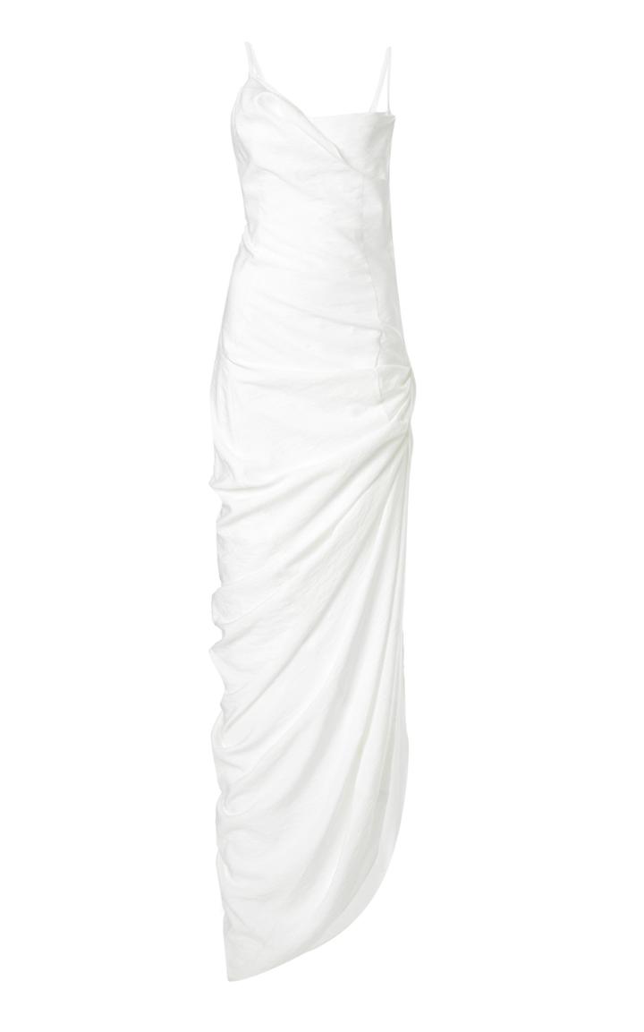 Moda Operandi Jacquemus Sauade Asymmetric Draped Satin Maxi Dress