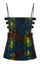 Cushnie Printed Tropical Cutout Top