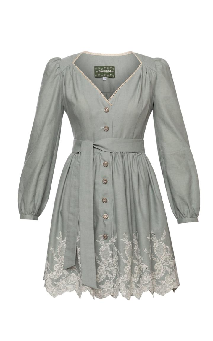 Moda Operandi Lena Hoschek Gretchen Embroidered Linen-cotton Mini Dress