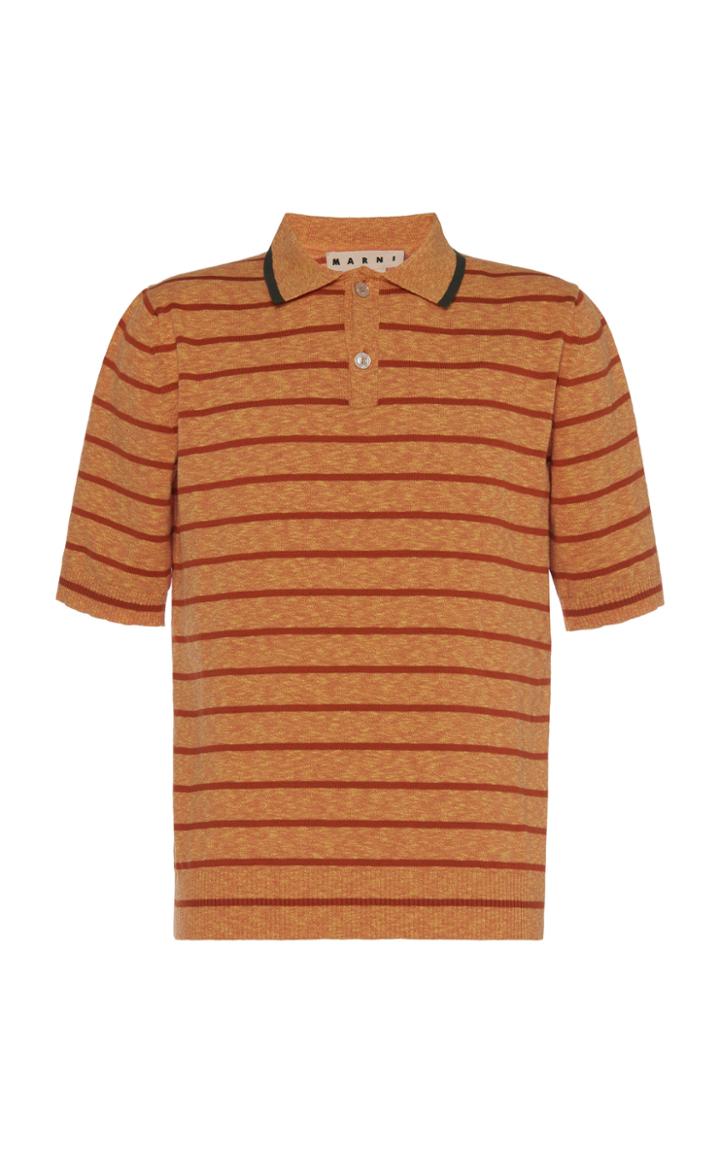 Marni Striped Cotton-jersey Polo Shirt
