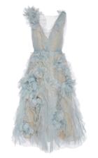 Marchesa Sleeveless Ruffled Organza Midi Dress