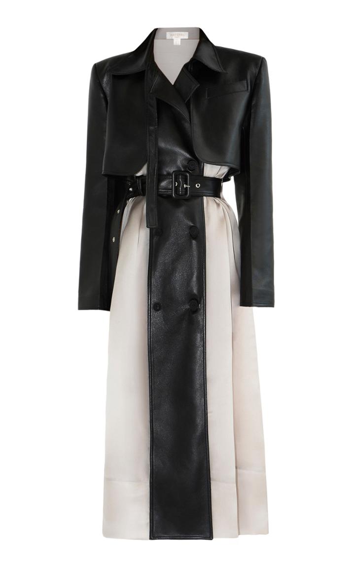 Moda Operandi Matriel Two-tone Vegan Leather Trench Coat