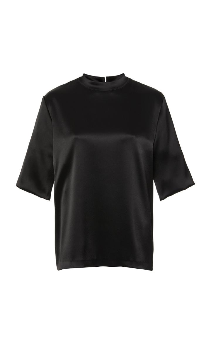 Nanushka Kaden Mock Neck Satin T-shirt
