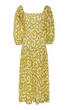 Rhode Resort Harper Smocked Floral-print Cotton Midi Dress