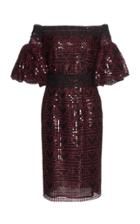 Costarellos Off The Shoulder Sequin Sheath Dress
