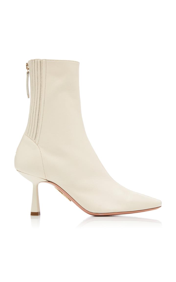 Aquazzura Curzon Leather Ankle Boots Size: 38