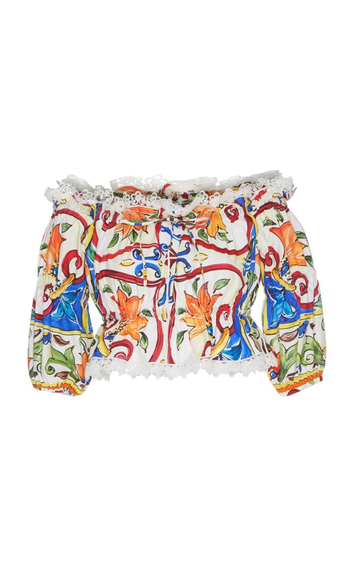 Dolce & Gabbana Maiolica Print Poplin Top