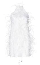 Michael Lo Sordo Feather-embellished Silk-satin Mini Dress