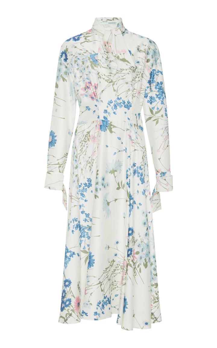 Off-white C/o Virgil Abloh Floral Satin Midi Dress