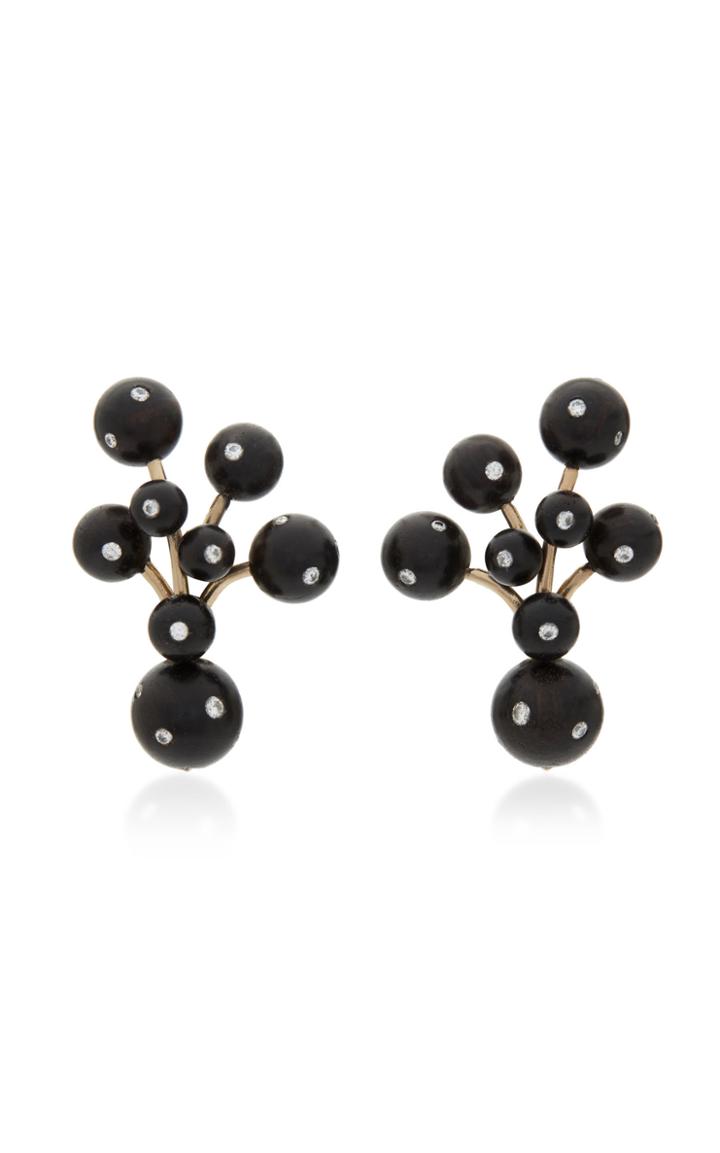 Sorab & Roshi Black Berry 18k Gold Ebony And Diamond Earrings