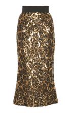 Dolce & Gabbana Leopard-print Sequin Midi Skirt